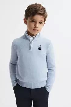 И водолазка на шее и шерстяной мотив с короткой молнией Reiss Reiss, синий