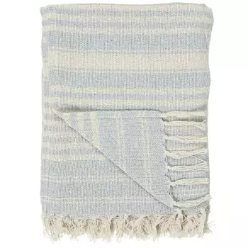 IB Laursen Хлопковое одеяло в клетку кремового цвета с голубыми полосками 130x160 Шерстяное одеяло