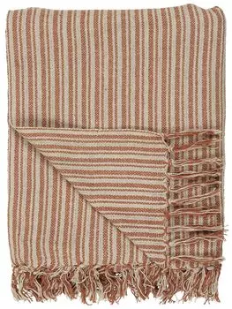 IB Laursen Плед Ржавчина/Кремовый узор в полоску 130x160 Шерстяное одеяло Одеяло с бахромой, бежевый