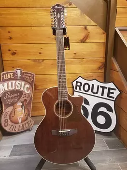 Ibanez 12 String AE245-NT Акустическая/электрическая верхняя дека из цельного красного дерева, натуральный глянец AE245-NT Solid Mahogany Top Acoustic/Electric Guitar