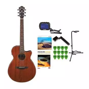 Ibanez AEG220 6-струнная электроакустическая гитара (правая рука, натуральный глянец) со стойкой и комплектом аксессуаров Ibanez AEG220 6-String Acoustic-Electric Guitar Bundle