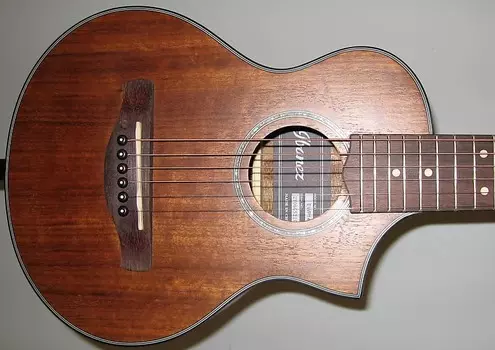 Ibanez EWP14OPN Акустическая гитара-пикколо с открытыми порами Flamed Maple / Sapele 2019 - Natural EWP14OPN Flamed Maple / Sapele Open Pore Piccolo Guitar