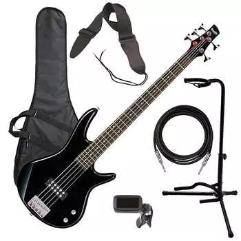 Ibanez GSR105EX 5-струнная бас-гитара - черный BASS ESSENTIALS BUNDLE