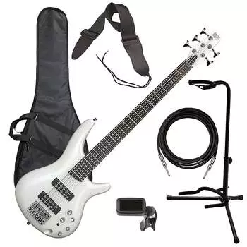 Ibanez SR305E 5-струнная бас-гитара - Жемчужно-белый BASS ESSENTIALS BUNDLE