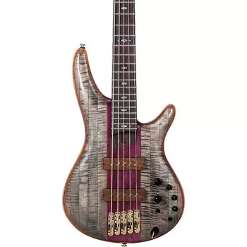 Ibanez SR5CMDXBIL SR Премиум 5-струнная электрическая бас-гитара с сумкой - Black Ice Low Gloss
