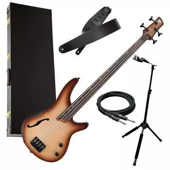 Ibanez SRH500F 4-х струнная безладовая бас-гитара - Natural Browned Burst BASS ESSENTIALS BUNDLE SRH500FNNF