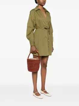 IBELIV сумка-ведро из синей рафии, коричневый