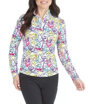 IBKUL Angie Топ с длинными рукавами и молнией с принтом, мультиколор