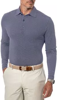 Ibkul Мужская мини-поло для гольфа с длинными рукавами и клетчатым принтом