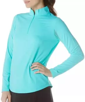 Ibkul Женская однотонная футболка для гольфа с длинными рукавами