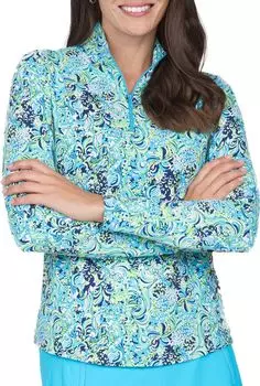 Ibkul Женский пуловер для гольфа Marissa с длинными рукавами и воротником-стойкой