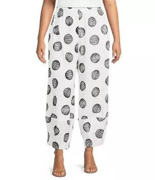 IC Collection Большие размеры Тканые брюки-фонарики в горошек со смешанным принтом, белый