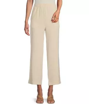 IC Collection Широкие брюки из тканой ткани с эластичной резинкой на талии без застежек, бежевый