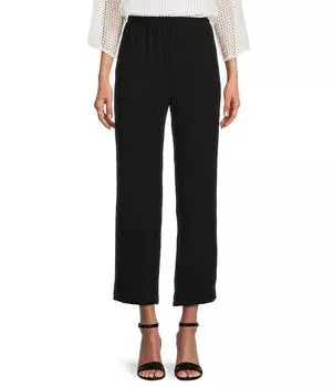 IC Collection Широкие брюки из тканой ткани с эластичной резинкой на талии без застежек, черный