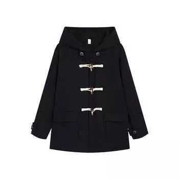 Ice Cream And Whale Женское пальто с мороженым и китом, Пряжка из черного рога (штыревая)