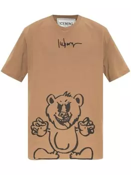 Iceberg футболка с принтом медведя, нейтральный цвет