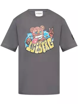 Iceberg хлопковая футболка с графическим принтом, серый