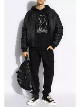 Iceberg хлопковая толстовка с капюшоном и вышитым логотипом, черный