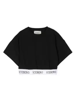 Iceberg Kids укороченная футболка с логотипом, черный
