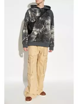 Iceberg толстовка с капюшоном с абстрактным принтом, черный