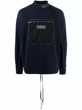 Iceberg толстовка с воротником-стойкой и карманом, синий