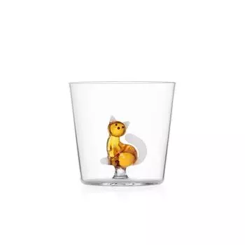 Ichendorf — Янтарная кружка кота с белым хвостом — Полосатый кот — Дизайн Алессандры Балдерески, прозрачный