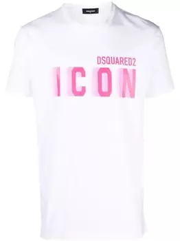 Icon Blur классная розовая хлопковая футболка с логотипом Dsquared2, белый