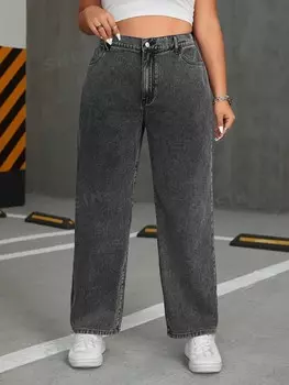 ICON Большие джинсы с завышенной талией Shein, серый