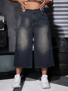 ICON Большие размеры Женские модные свободные винтажные джинсы Shein, синий