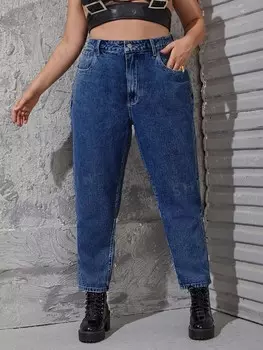 ICON Plus Джинсы для мамы с завышенной талией Shein, синий