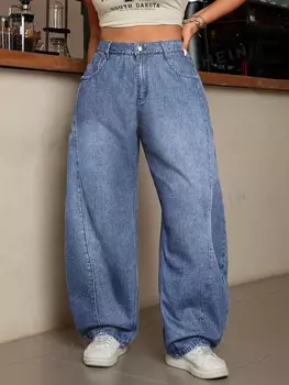 ICON Повседневные джинсы для женщин больших размеров, джинсы с узкой талией Shein, синий