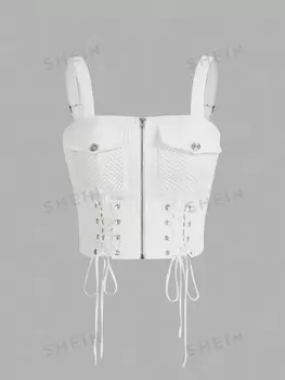 ICON Женская модная летняя кашемировая подошва с молнией спереди и перекрещивающимися ремешками Shein, белый