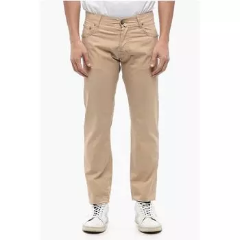 ID 5-карманные брюки из эластичного хлопка со шлевками для ремня Corneliani, Beige