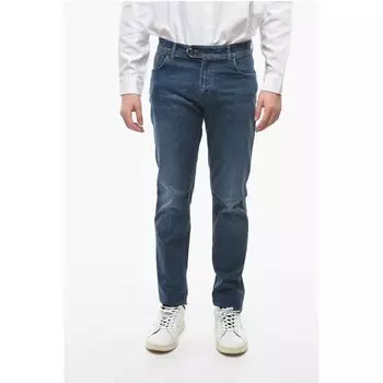 ID LUXURY DENIM Джинсы темного цвета с нашивкой-логотипом Corneliani, Blue