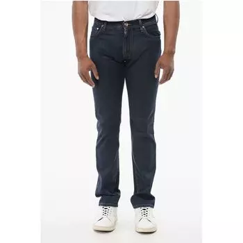 ID LUXURY DENIM Темно-выбеленные джинсы с вышивкой тон в тон Corneliani, Blue