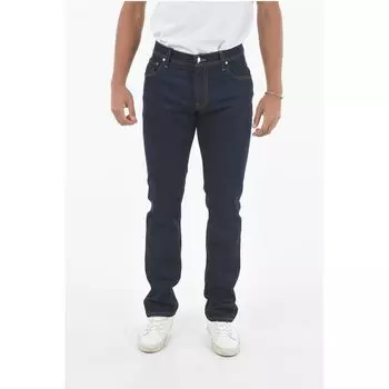 ID LUXURY DENIM Темно-выбеленные облегающие джинсы со шлевками для ремня Corneliani, Blue