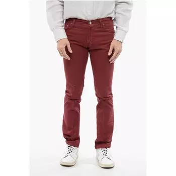 ID LUXURY DENIM Тон-в-тон вышитые джинсы Corneliani, Red