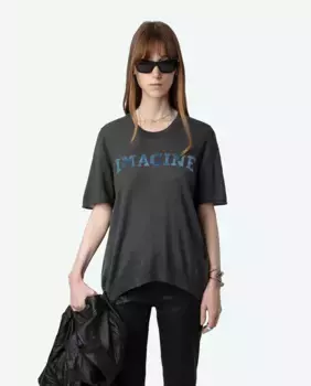 Ida Imagine женский кашемировый свитер с короткими рукавами и перьями Zadig & Voltaire, серый