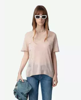 Ida Wings женский свитер из 100% кашемира со стразами Zadig & Voltaire, розовый