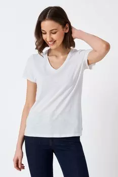 Идеальная футболка с V образным вырезом Crew Clothing Company, белый