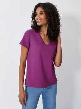 Идеальная футболка с v-образным вырезом slub Crew Clothing, цвет Raspberry Pink