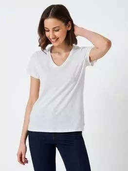 Идеальная футболка с v-образным вырезом slub Crew Clothing, белый