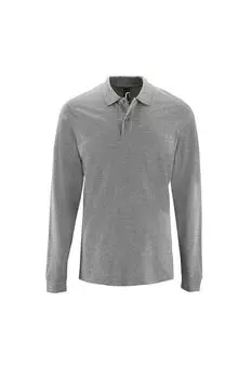 Идеальная рубашка-поло из пике с длинными рукавами SOL'S, серый