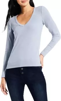 Идеальный трикотаж в рубчик, длинный рукав, V-образный вырез NIC+ZOE, цвет Blue Glacier