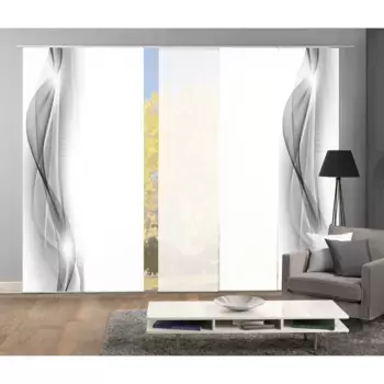 ИДЕИ ДЛЯ ДОМАШНЕЙ ГОСТИ Раздвижные шторы «NEBLANA SET OF 5» (5 шт.), декоративная ткань под шелк, цифровая печать Home Wohnideen, серый