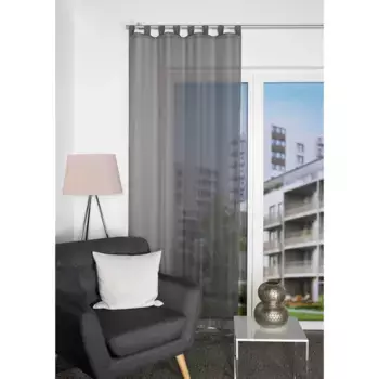 ИДЕИ ДЛЯ ДОМАШНЕЙ ЖИЗНИ Занавеска «NESSI», (1 шт.), однотонная, вуаль, прозрачная, петли с кулиской Home Wohnideen, антрацит