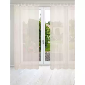 ИДЕИ ДЛЯ ДОМАШНЕЙ ЖИЗНИ Занавеска «NESSI, 2 шт. в упаковке, однотонная, вуаль, прозрачная, петли, включая шнурок, 2 шт. в упаковке Home Wohnideen, цвет wollwei