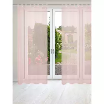 ИДЕИ ДЛЯ ДОМАШНЕЙ ЖИЗНИ Занавеска «NESSI, 2 шт. в упаковке, однотонная, вуаль, прозрачная, петли, включая шнурок, 2 шт. в упаковке Home Wohnideen, цвет ros