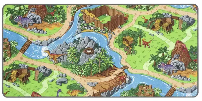 Идеи Primaflor в текстильном детском коврике "ДИНО", прямоугольный, уличный игровой коврик, мотив динозавра, детская комната Primaflor-Ideen in Textil 140х200 см, зеленый