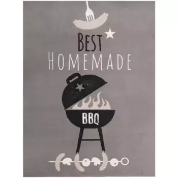 Идеи Primaflor в текстильном коврике «Коврик для гриля-барбекю ДОМАШНИЙ», прямоугольный, высота 5 мм, коврик для гриля идеально подходит для защиты пола, с надписью, нескользящий, моющийся Primaflor-Ideen In Textil, серый